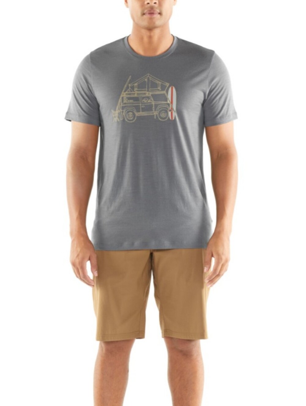 Icebreaker Tech Lite SS Crewe Surfspot Camper Merino wool t-shirt Grey small